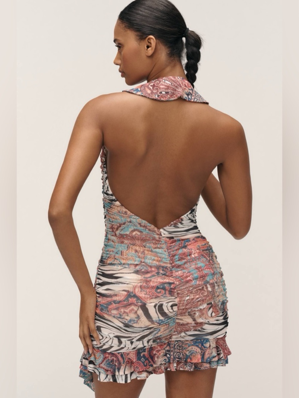 AFRM Multicolor Backless Ruffled Mini Dress - Picture 4 of 7